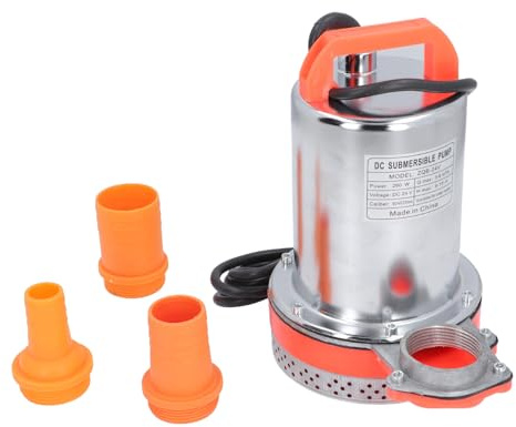 Bomba sumergible DC 24V 260W | Alto elevador 10m para estanque de jardín/piscina/acuicultura | 1 1.5 puertos de salida de 2 pulgadas, motor de acero inoxidable y cobre, flujo