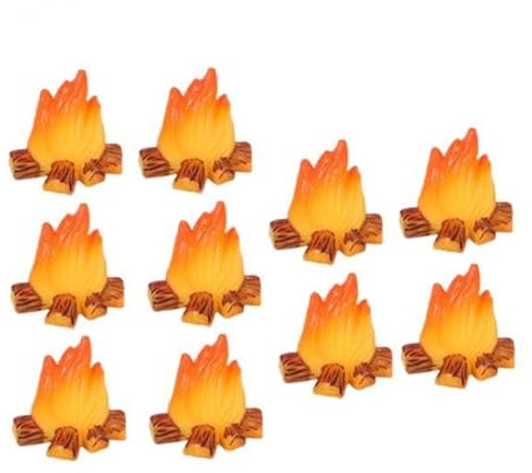 Milageto 10 Miniatur-Lagerfeuer, künstliche Feuer, Tischdekoration für Puppenhäuser, künstliche Feuermodelle für Feiertage, Garten, Halloween und Zuhause