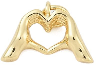 Stiesy 18K Gold Plated Two Hands Heart Charm 10Pcs, I Love You Sign Language Symbol Brass Dangle Charms, Love Pendants for DIY Jewelry Making, Friendship Valentine Present