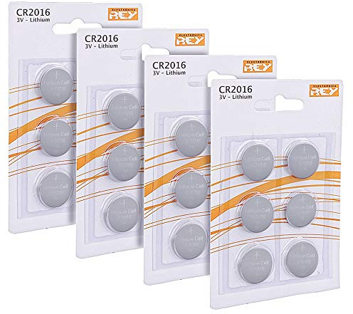 Pack 24 Batterias CR2016 3V, Batteria a Bottone al Litio
