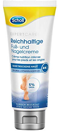 Scholl Rik fot- och nagelkräm – fuktgivande fotkräm för stressade fötter och tånaglar – med urea- och vitaminkomplex – 1 x 75 ml