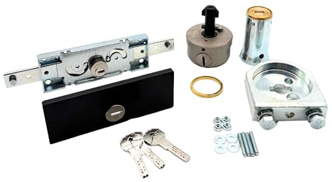 PREFER - Kit di Sicurezza per Serranda con Lucchetto e Serratura Antiscasso – Acciaio Inox - 3 chiavi punzonate, Ideale per Serranda, Lucchetto a campana