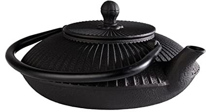 APS Teekanne ASIA - aus Gusseisen, innen emailliert, inklusive Teesieb, ideal für 2-3 Tassen - Abmessungen: 18 x 19,5 cm/Höhe: 15 cm/Volumen: 0,8 l (Schwarz)