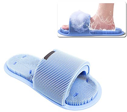 Ygapuzi Limpiador de pies de ducha,limpiador de pies de silicona suave con ventosas antideslizantes,masajeador de pies de piel muerta exfoliante,y alivia los pies cansados adultos - 1 pieza (Azul)