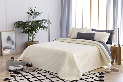 Todocama - Copriletto trapuntato sottile con motivo a rombo, per primavera, estate, autunno e inverno, 100% microfibra extra morbido, Copriletto multiuso, Letto 80/90 - 180x260cm, Beige