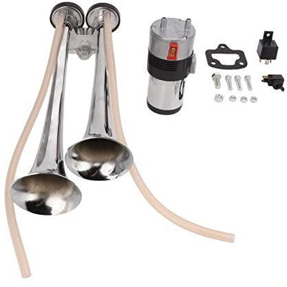 Doppel-Drucklufthorn,Dual Trumpet Air Horn, Train Air Hupe für Auto LKW Boot,Dual Trompete Air Horn 130dB Loud Train Hupe 12V mit Kompressor für Auto LKW Boot Auto Modifikation Nachrüstleistung
