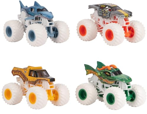 MONSTER JAM - Pack of 4 1:64 Die Cast Vehicles - 4 Authentic Monster Trucks Official Show Monster Jam Vehicles to Collect Scale 1:64 - Children's Toy 3 Years and Above