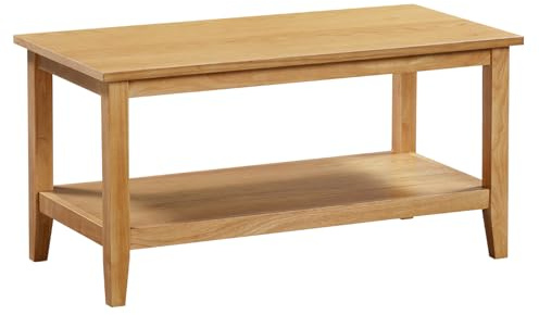 Hallowood Furniture Aston Solid Wooden Light Oak Coffee Table with Shelf