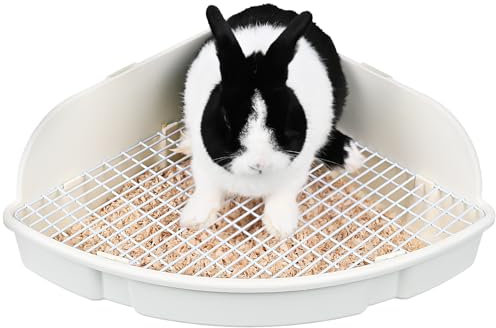 RUBYHOME Kaninchentoilette, groß, Kaninchen, Meerschweinchen, Ecktoilette, Töpfchentrainer, größere Haustierpfanne, Hamster, Bettwäsche, Käfig, Fächerform, für erwachsene Meerschweinchen, Chinchilla,