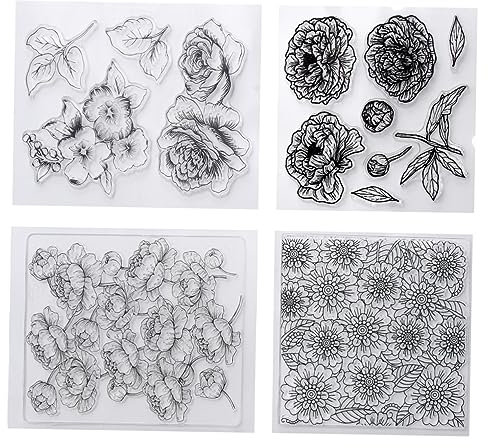 1 Satz 4St bilderrahmen photo frame clearstamps flower stamps transparent stamps bilderreahmen photo rahmen clear stempel album decoration Briefmarken Siegel DIY Sammelalbum
