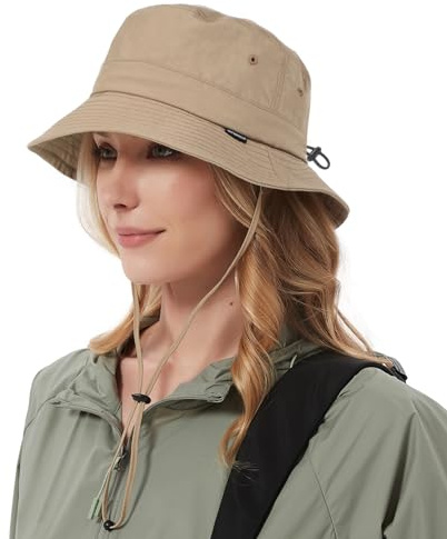 Creekstone Cappello da Pescatore Impermeabile Cappello da Pioggia Cappelli da Sole per Donne Uomini Protezione UV Pieghevole Estivo UPF50 per Escursionismo (IT, Testo, Taglia Unica, Kaki)