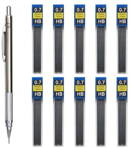 QOCUILC 120 Stück Bleistiftminen, Bleistiftmine 0,7 mm, mit 1 Automatikstift, glatte und klare Schrift, zum Skizzieren und Zeichnen