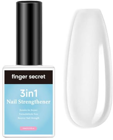 Nail Strengthener for Damaged Nails - Nail Hardener Extra Strong and Growth - Nail Treatment for Weak and Damaged Nails - Clear Nail Polish Strengthening Base Coat 10ml