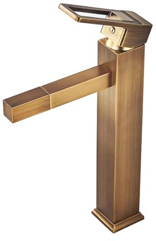 TYMYW Rubinetto Bagno Ottone Antico Alto Girevole A 360° Miscelatore Rubinetto Lavabo da Appoggio Monocomando Foro Singolo