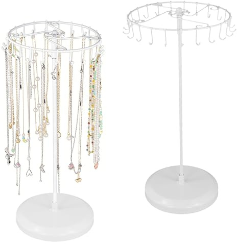 YIXNSW 2 Stück Schmuckständer für Ketten, 21 x 36cm Weiß Kettenständer Schmuck, Dekorativer Kettenhalter aus Metall für Schmuckaufbewahrung, Präsentation