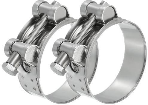 PATIKIL 52-55mm T-Bolt Hose Clamp, 2 Pack Intercooler Pipe Tube Clamps 304 Stainless Steel Radiator Hose Clamp for 2.05-2.17 Pipe