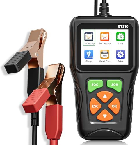 12V/24V Car Battery Load Tester Automotive – 100-2000 CCA Alternator Tester & Charging Diagnostic Tool with QR Cloud Report No App, for Car Truck SUV Motorcycle Boat RV, Flooded AGM Gel Lead-Acid