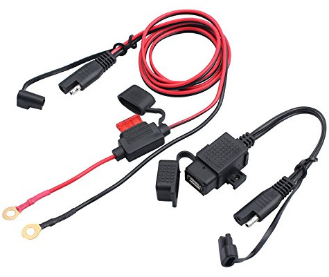 CAMWAY Motorrad 2.1A wasserdicht USB Ladegerät Kit SAE zu USB Adapter Kabel, Ladegerät für Telefon Tablet GPS
