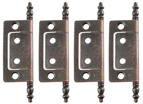 CUTOOP 4 cerniere in lega di bronzo anticato, stile vintage, con testa a corona, porte interne, librerie, armadietti, cerniere in metallo, accessori per mobili, movimento fluido e silenzioso