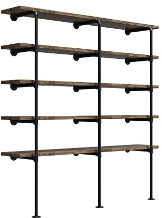 (77Tall,14Deep,3pcs) Industrial Retro Wall Mount Iron Pipe Shelf,DIY Open Bookshelf,Hung Bracket,Home Improvement Kitchen Shelves,Tool Utility Shelves, Office Shelves, pipe shelving