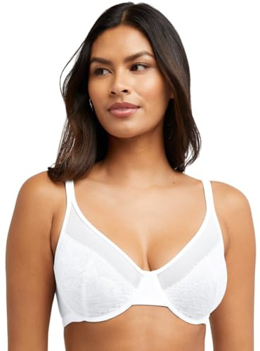 Bali Women's One Smooth U Lace Minimizer, Underwire Full-Coverage Convertible Bra, White, 38DDD