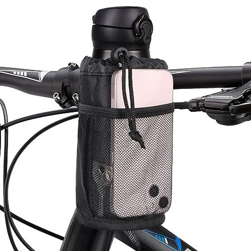 Minicoco Bike Bottle Holder Bike Water Bottle Holder Bike Cup Holder for Pram Bike Drinks Holder Handlebar Scooter Bag for Mountain Bike, Scooter, Road Bike (Black)