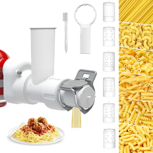 Pasta Maker Attachment for Kitchenaid Stand Mixer with 6 Different Shapes of Pasta Outlet, Durable for Kitchenaid Accessories and Attachments, Dishwasher Safe
