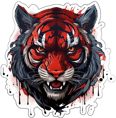 Samunshi Tiger Aufkleber Autoaufkleber für Motorrad Fahrrad Roller oder Auto Sticker Fahrrad MTB Mountainbike Rennrad Grunge Schwarz Rot Graffiti (15x15cm Tiger)