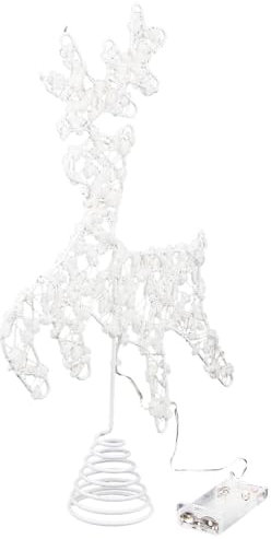 Cabilock Rentier Christbaumspitze LED Weihnachtsbaumspitze Beleuchtet Weihnachten Baumspitze Tannenbaumspitze Eisen Weihnachtsspitzen Weihnachtsbaum Stern Topper Beleuchtung Christbaum Spitze