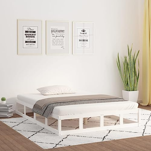ZQQLVOO Bettgestell Familienbett Palettenbett Massivholzbett Weiß 120x200 cm
