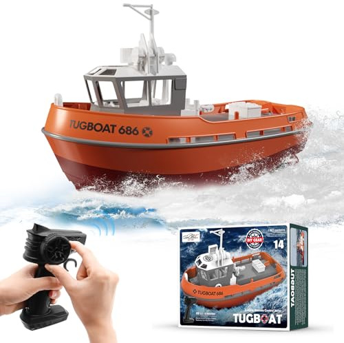 fisca Barca telecomandata, barca radiocomandata ad alta velocità 1/72, per piscine e laghi, trainatore RC con 40 minuti di autonomia e promemoria della batteria, per bambini e adulti (arancione)