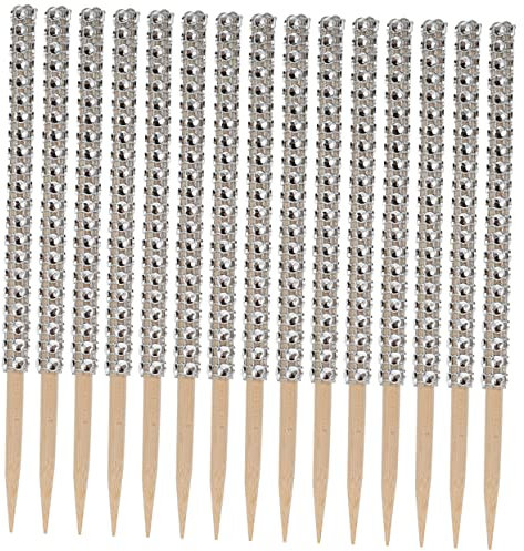 CONGARTENO 32pcs Apple Stick Sprinkles Cake Decorations Cake Sticks Bling Candy Apples Sticks Rhinestone Lollipop Sticks Cake Pops Bling Lollipop Skewer Cake Pop Pop Roller Silver