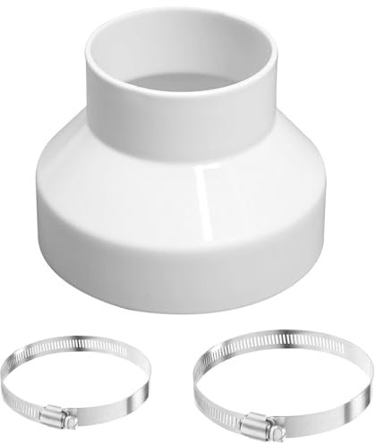 Ducting Reducer, 150mm to 100mm/6 to 4 inch Extractor Fan Reducer, Duct Pipe Reduction Connector mit Stainless Hose Clips(91-114mm,141-165mm) Joint Duct Pipe Connector Adaptor