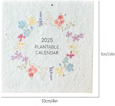 Eauptffy 3-Monatskalender 2025 Wandkalender mit Datumsschieber Wild Flower Bürokalender, Office-Kalender, Wandplaner mit Ferienterminen & Jahresübersicht Faltbar Familienplaner 2025