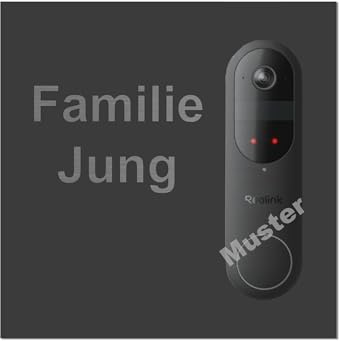 Jung Edelstahl Design Türschild für Reolink Video Doorbell (Battery) aus V2A Edelstahl - Klingelschild 20x20 cm Haustürschild mit Namen individuell personalisierbar (Anthrazit RAL 7016, 20 x 20 cm)
