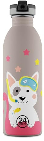 24BOTTLES Kids Bottle - Gourde Enfant Maternelle Primaire avec Paille 500ml 100% Hermétique, Gourde Inox Enfant 18/8 BPA Free, Fille Garçon Sport Loisir Bouteille Sûre Légère, Non Isotherme, Lucky Dog