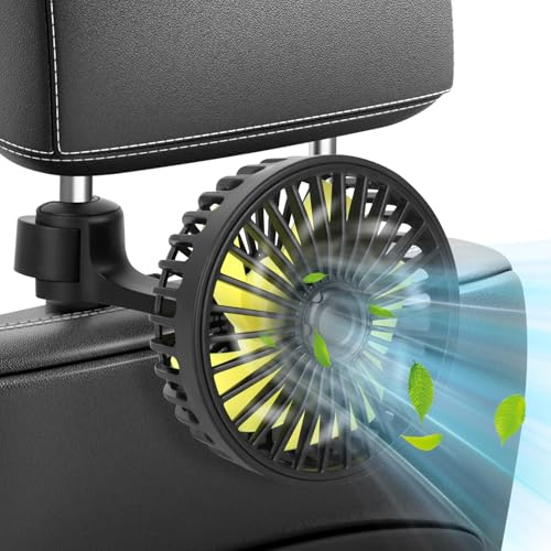 Ventilatore per sedile posteriore, auto ventilatore di raffreddamento, silenzioso, con 3 velocità, regolabile a 360°, USB, per camion, furgone