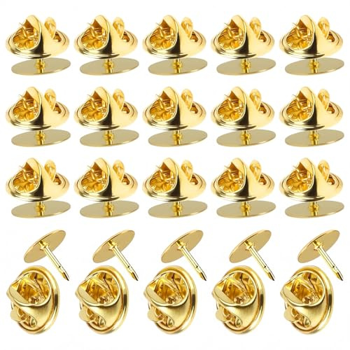 YSTrillion Frizione per Pin Farfalla,50 Pairs Chiusure a Farfalla con Vuoto,Butterfly Clutch Tie Tacks per Artigianato e Gioielli Making (Oro)