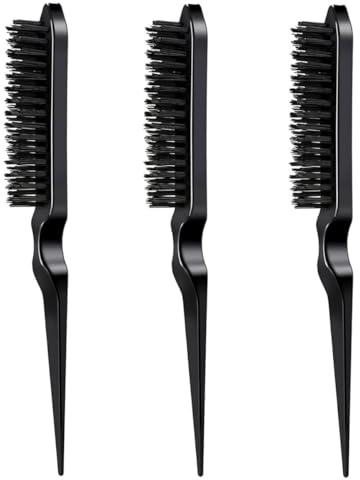 Sleek Bun-borste – 3 st borst hårborste – teasing borste, hårborste, sok look, teasing Hair Brush Boar Bristle, minskar hårbrott, toupierborste, vildsvinsborste, Boar Bristle stylingborstar
