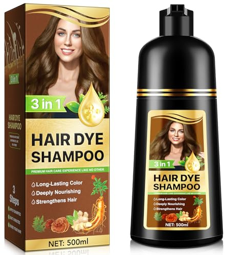 Kaffeebraun Hair Dye Shampoo for Grey Hair, 3-in-1 pflanzliche Haarfärbe-Shampoo