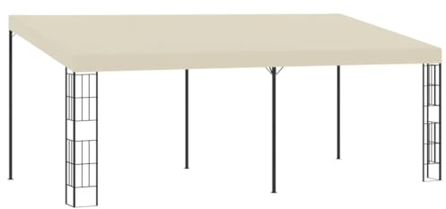 Qnhdfrt Wand-Pavillon 3x6 m, Anbau-Pavillon für Terrasse, Gartenpavillon mit pulverbeschichtetem Stahlrahmen, Terrassenüberdachung zur Wandmontage, Farbe Creme