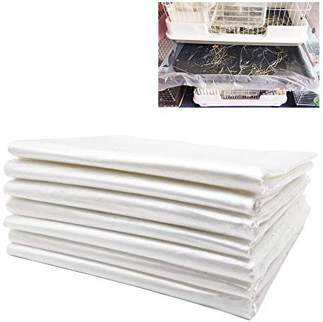 100pcs Large Size Disposable Rabbit Cage Liners, Plastic Rabbit Toilet Litter Box Mat Pad Film, Bunny Poop Easy Cleaning Leakproof Cage Accessories No Mess