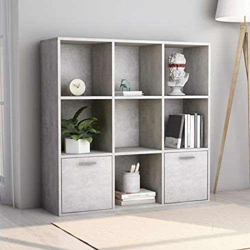 Tidyard Book Cabinet Concrete Grey 98x30x98 cm Engineered Wood Model801120
