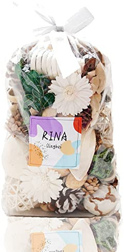 Qingbei Rina Spring Pot pourri Bag,Jasmine Scented Pot pourri Dried Flower, White Decorative Bowl Vase Filler,Home Fragrance,Large 500g