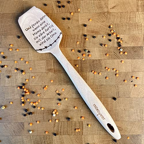 Mixcover Sustainable Wooden Spatula Suitable for Thermomix TM 5 TM 6 TM 31 Replacement for Rotary Trowel Spatula Dough Scraper Mixing Spoon Cooking Spoon with Laser Engraving