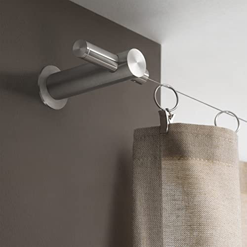 Gardinen-Seilspanngarnitur bis 10 Meter, Edelstahl gebürstet - PHOS Design