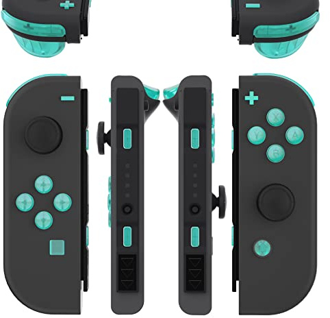 eXtremeRate Boutons de Remplacement pour Nintendo Switch Joycon, Compatible avec Modèle OLED, Bouton ABXY Direction Home Plus Moins L R ZL ZR SR SL Trigger pour NS/NSO Joycon,Vert Émeraude