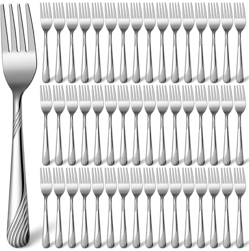 Minatee 100 Pcs Metal Dinner Forks Bulk Set 6.9 Inches Stainless Steel Forks Silverware Mirror Polished Reusable Cutlery for Home Kitchen Restaurant Catering and Commercial Use