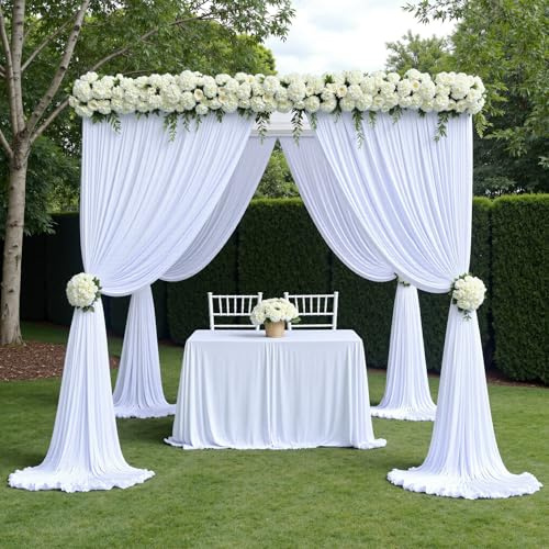 HBBMAGIC 6m x 3m Tenda di sfondo bianco per la festa di nozze, tende di sfondi per pareti fotografiche senza rughe per il battesimo di compleanno Baby Shower
