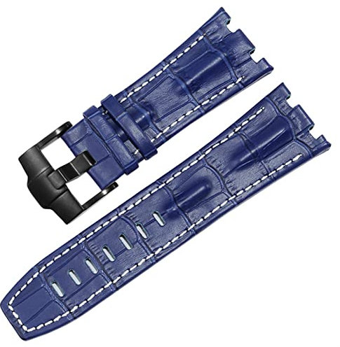 HEPUP Uhrenarmband aus echtem Leder für AP 15703 Royal Oak Offshore Serie, 28 mm Krokodil-Armbänder, 28mm, Achat